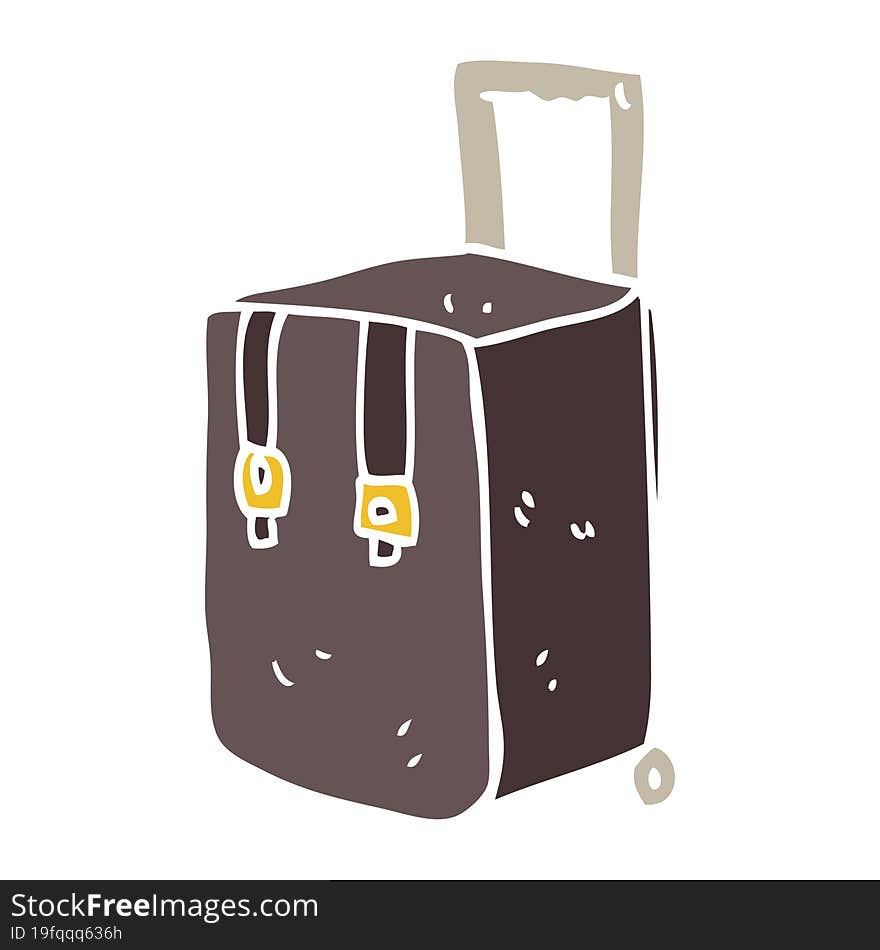 Flat Color Illustration Of A Cartoon Luggage