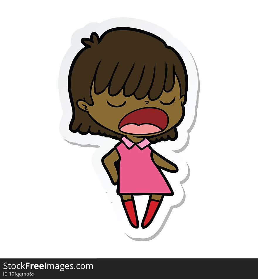 sticker of a cartoon woman talking loudly