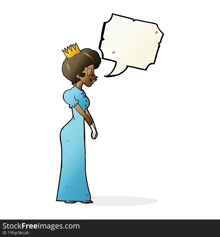 cartoon princess with speech bubble