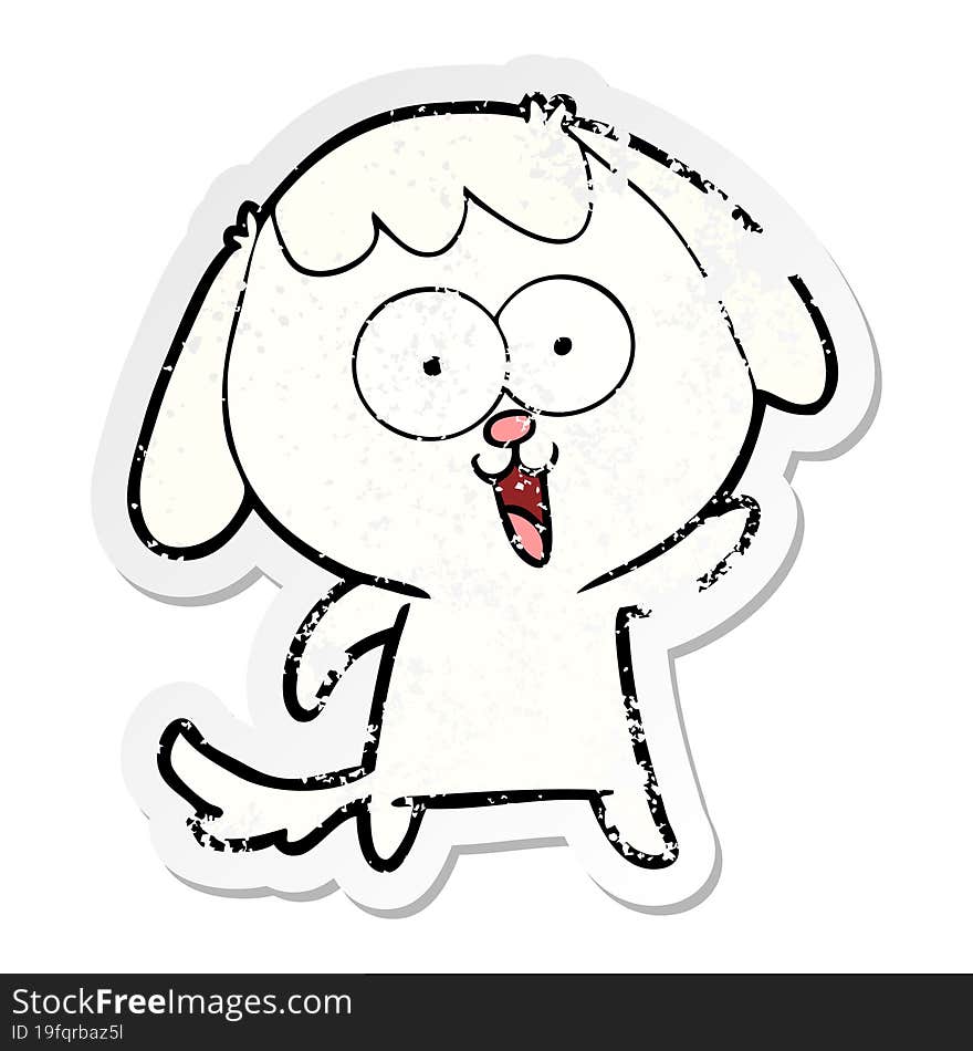 Distressed Sticker Of A Cute Cartoon Dog