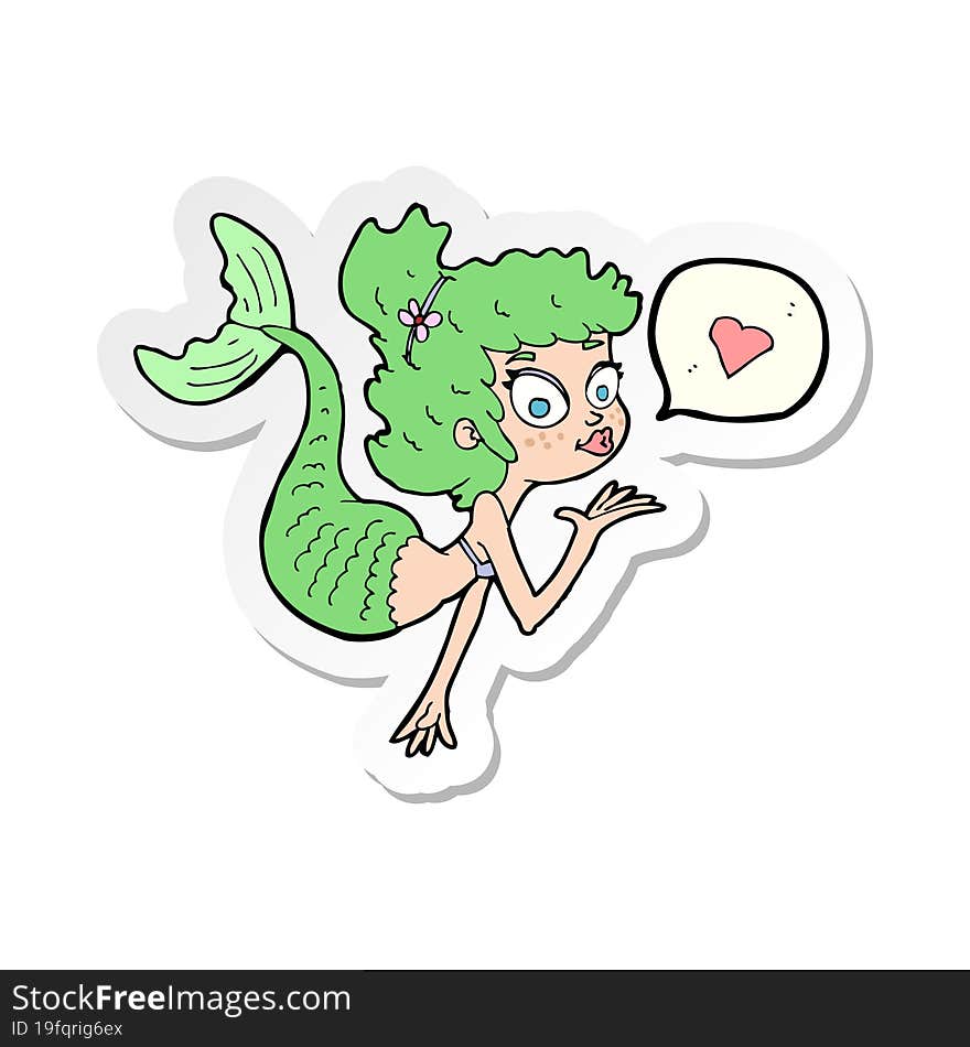 sticker of a cartoon mermaid in love