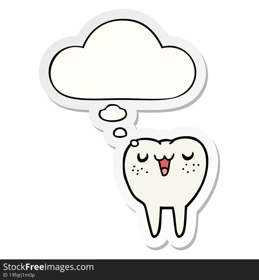 cartoon tooth and thought bubble as a printed sticker