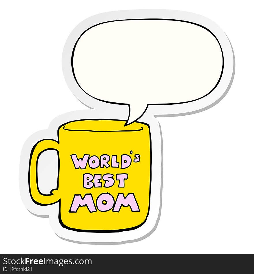 worlds best mom mug and speech bubble sticker