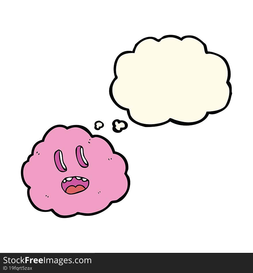 cartoon spooky cloud with thought bubble