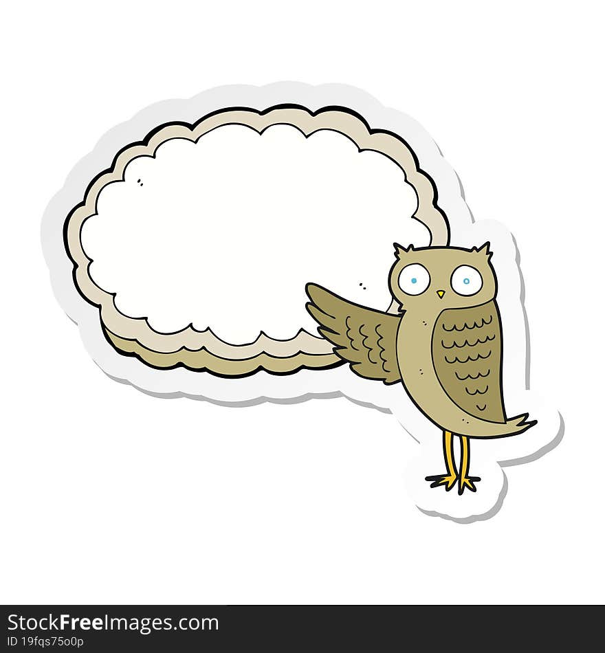 sticker of a cartoon owl pointing