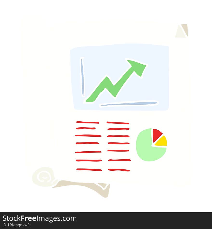 Flat Color Illustration Of A Cartoon Business Document