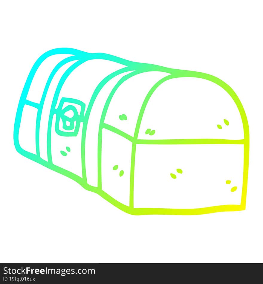 cold gradient line drawing cartoon treasure chest