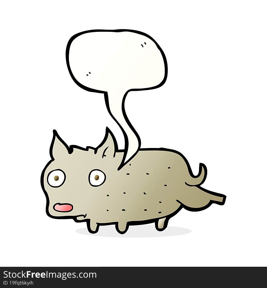 cartoon little dog cocking leg with speech bubble