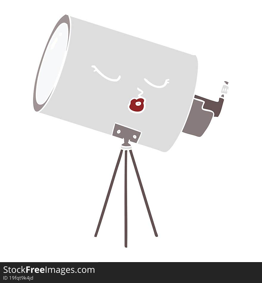 flat color style cartoon telescope with face