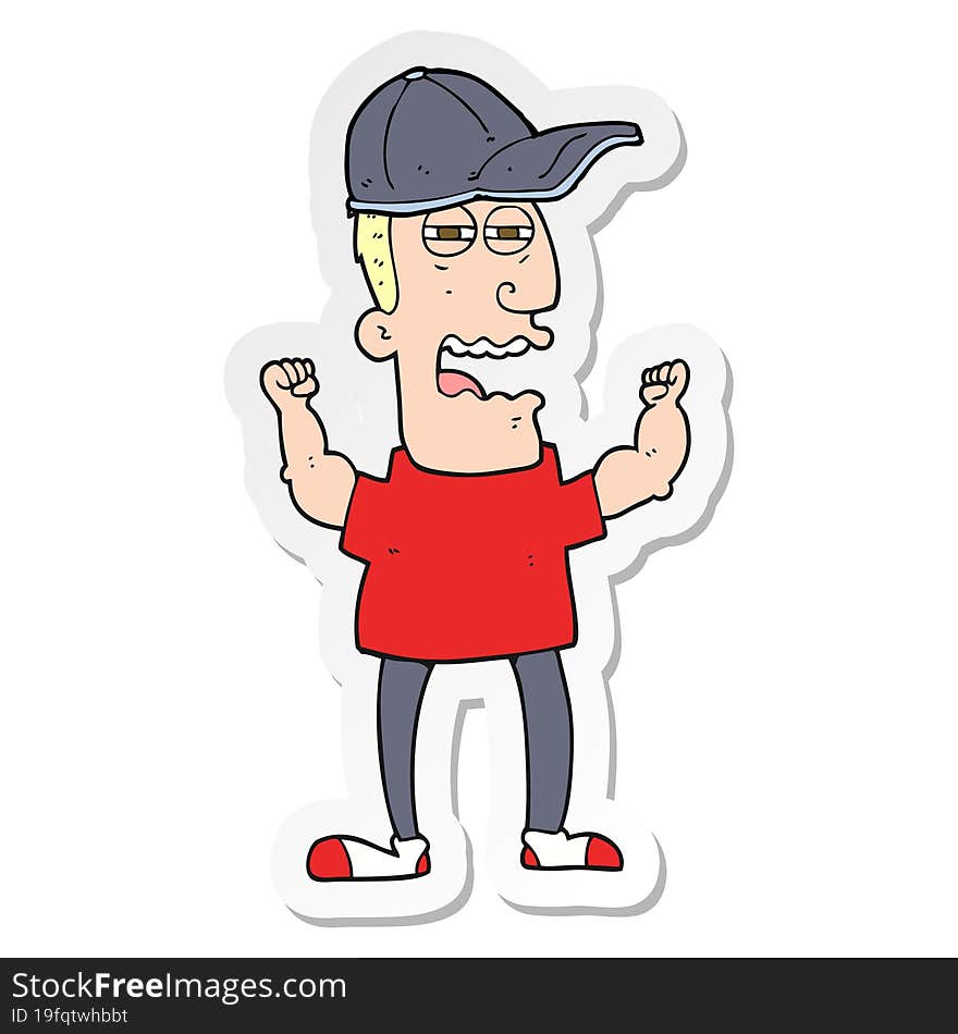 sticker of a cartoon stressed man