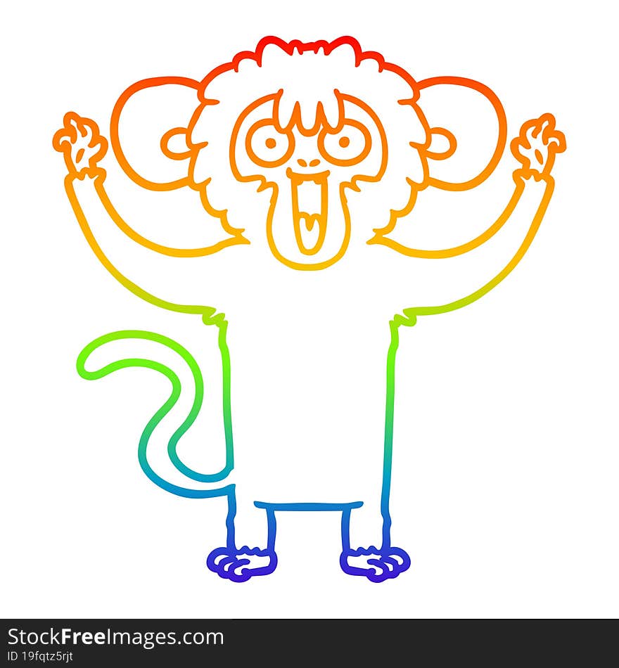 rainbow gradient line drawing caroton monkey