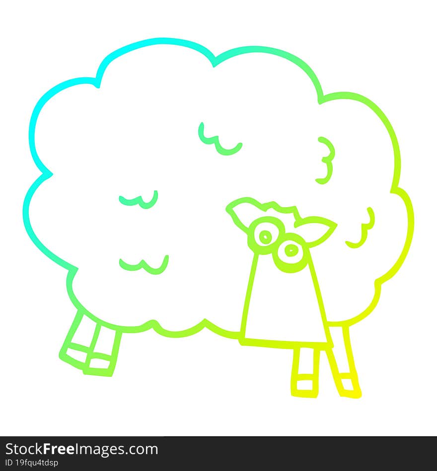 cold gradient line drawing cartoon black sheep