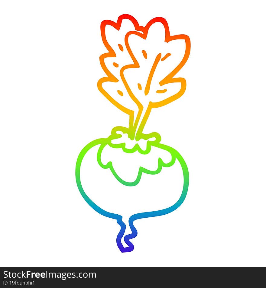 rainbow gradient line drawing of a cartoon beetroot