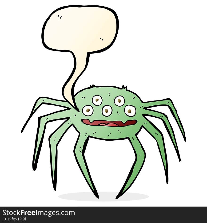 cartoon halloween spider with speech bubble