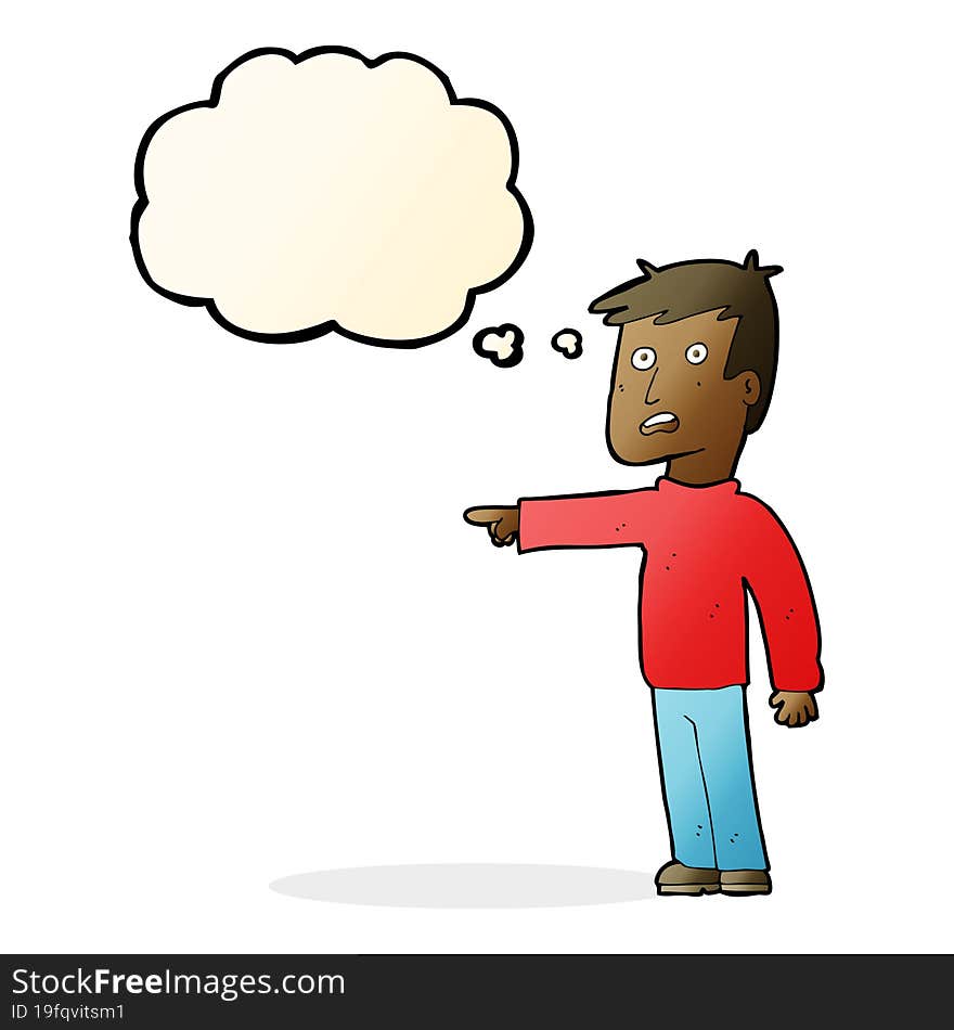 Cartoon Pointing Man With Thought Bubble