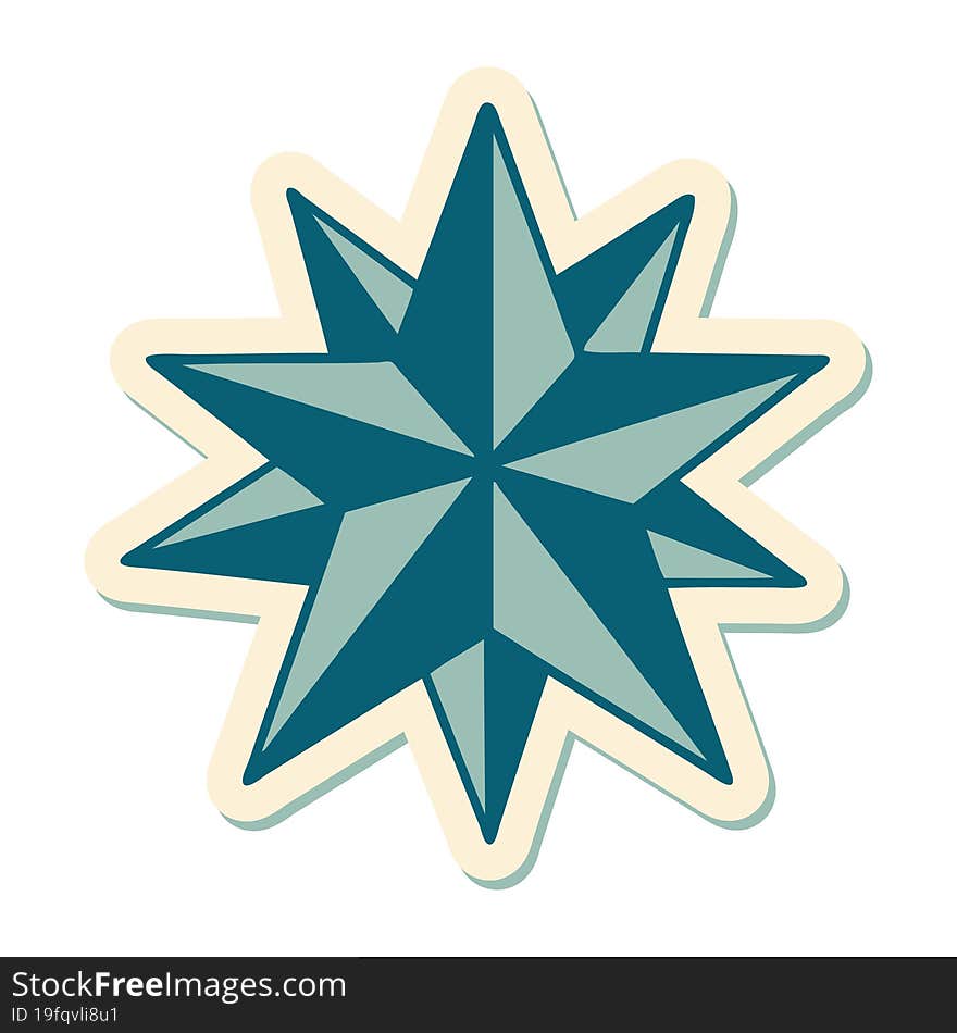 sticker of tattoo in traditional style of a star. sticker of tattoo in traditional style of a star