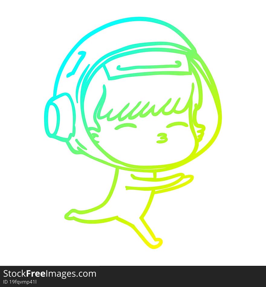 cold gradient line drawing cartoon curious astronaut