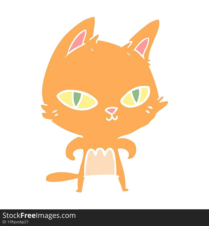 Flat Color Style Cartoon Cat Staring