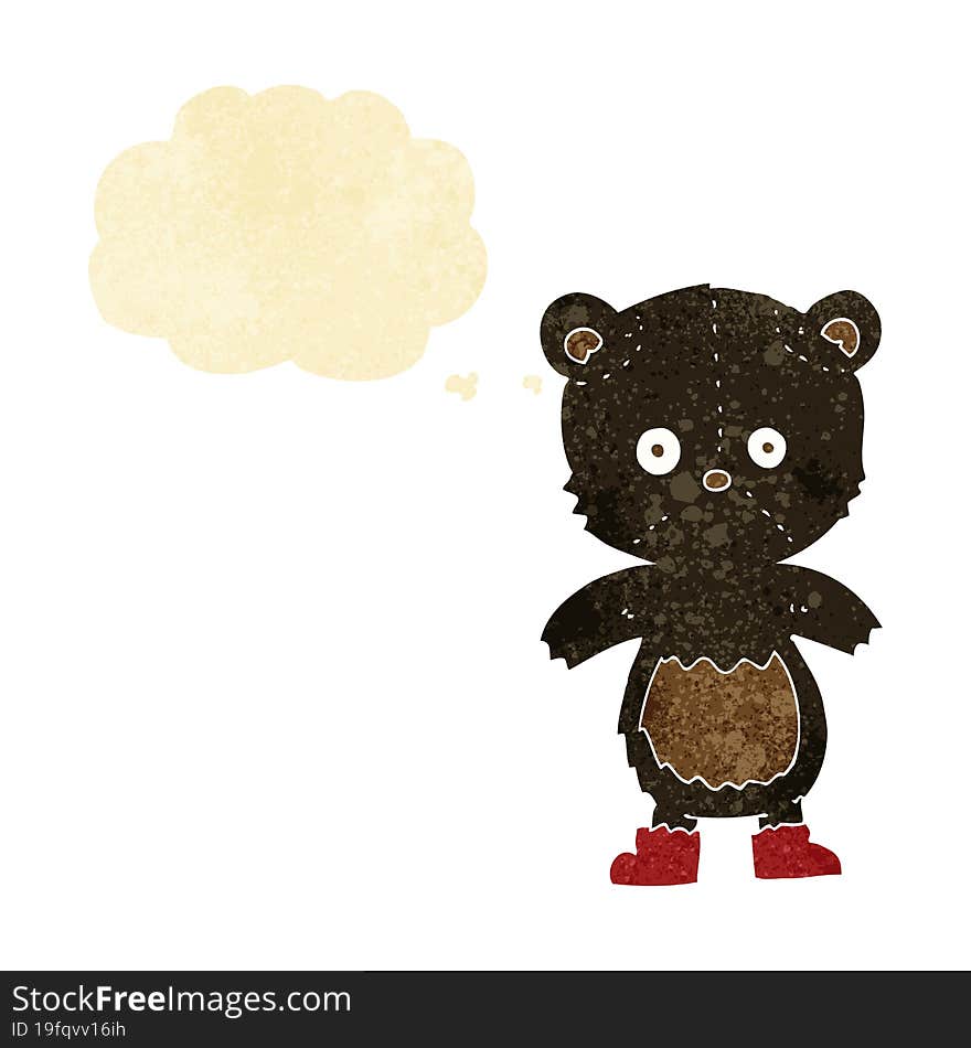 cartoon black bear cub with thought bubble