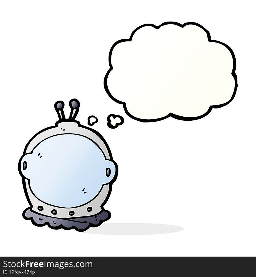 cartoon astronaut helmet with thought bubble