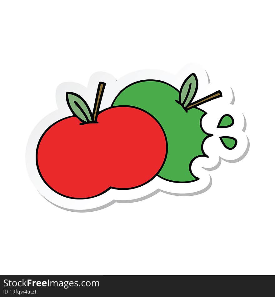 Sticker Of A Cute Cartoon Apples