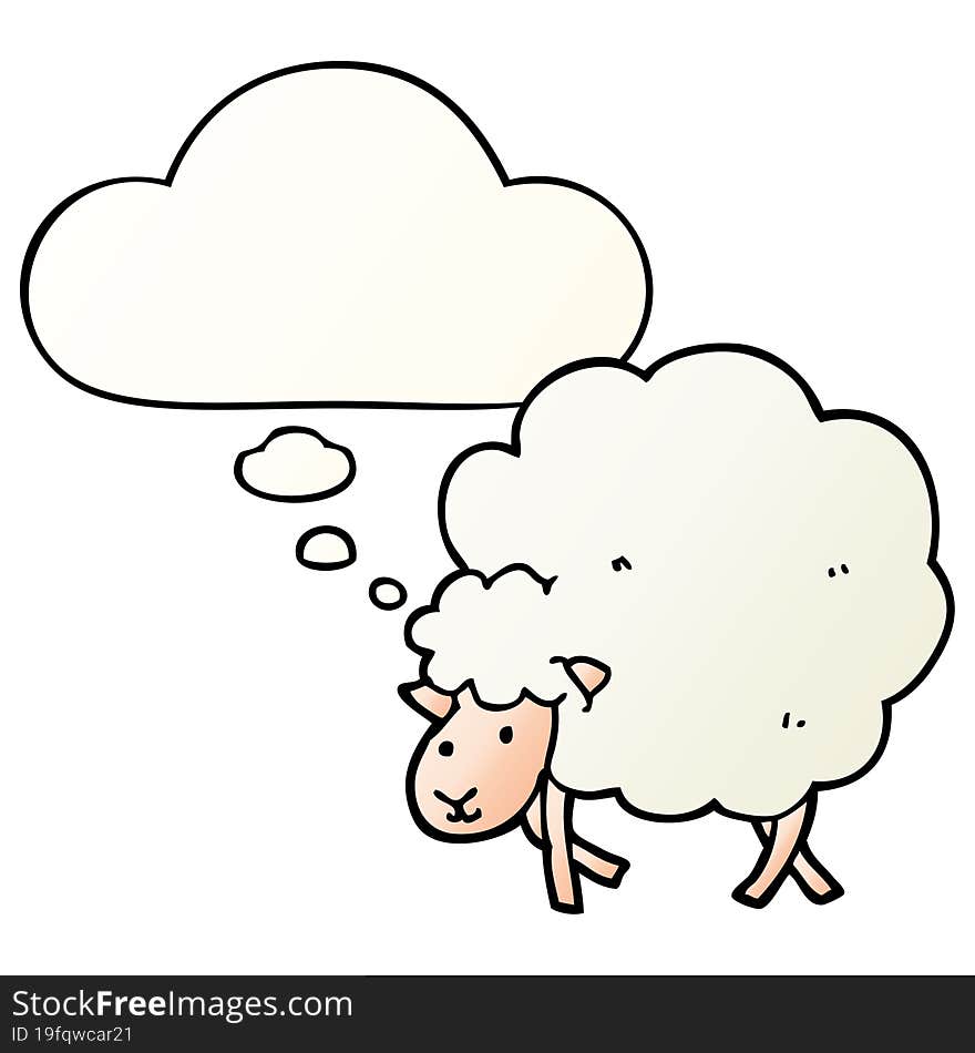 cartoon sheep and thought bubble in smooth gradient style