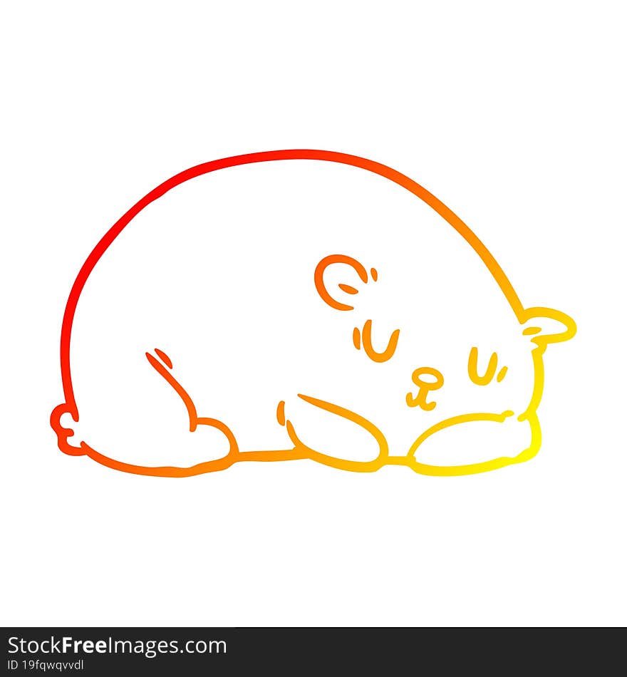 warm gradient line drawing sleepy polar bear