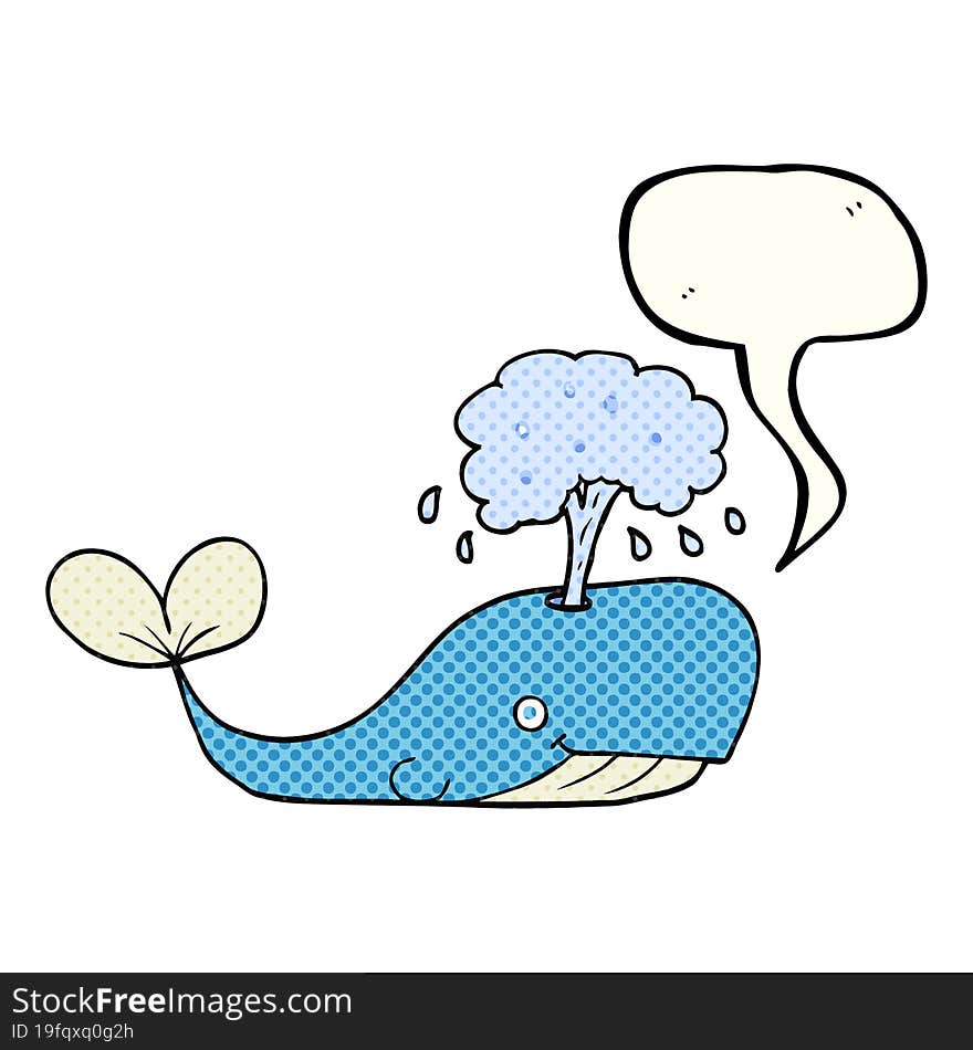 freehand drawn comic book speech bubble cartoon whale spouting water