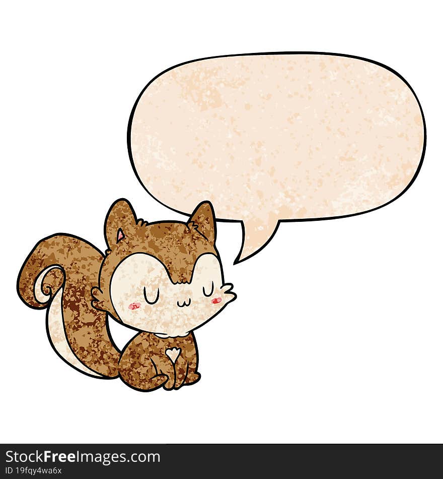 Cartoon Squirrel And Speech Bubble In Retro Texture Style