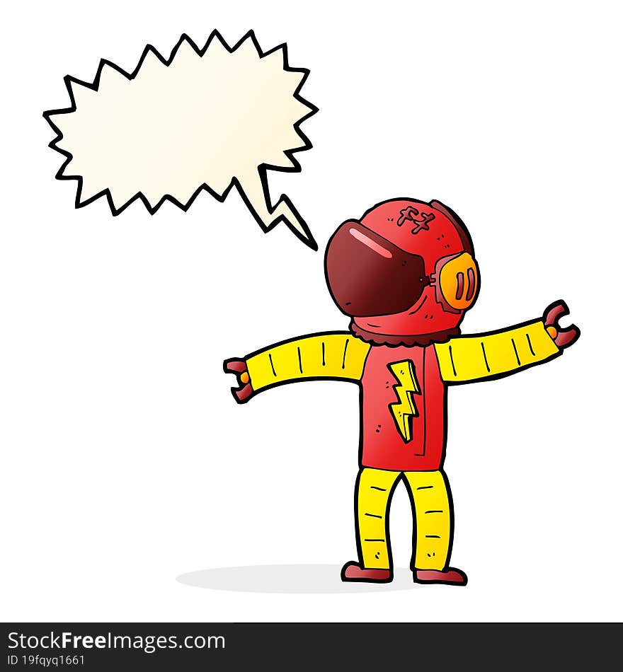 cartoon astronaut with speech bubble