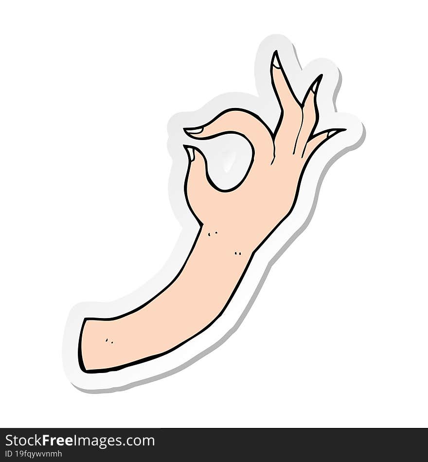 Sticker Of A Cartoon Hand Symbol