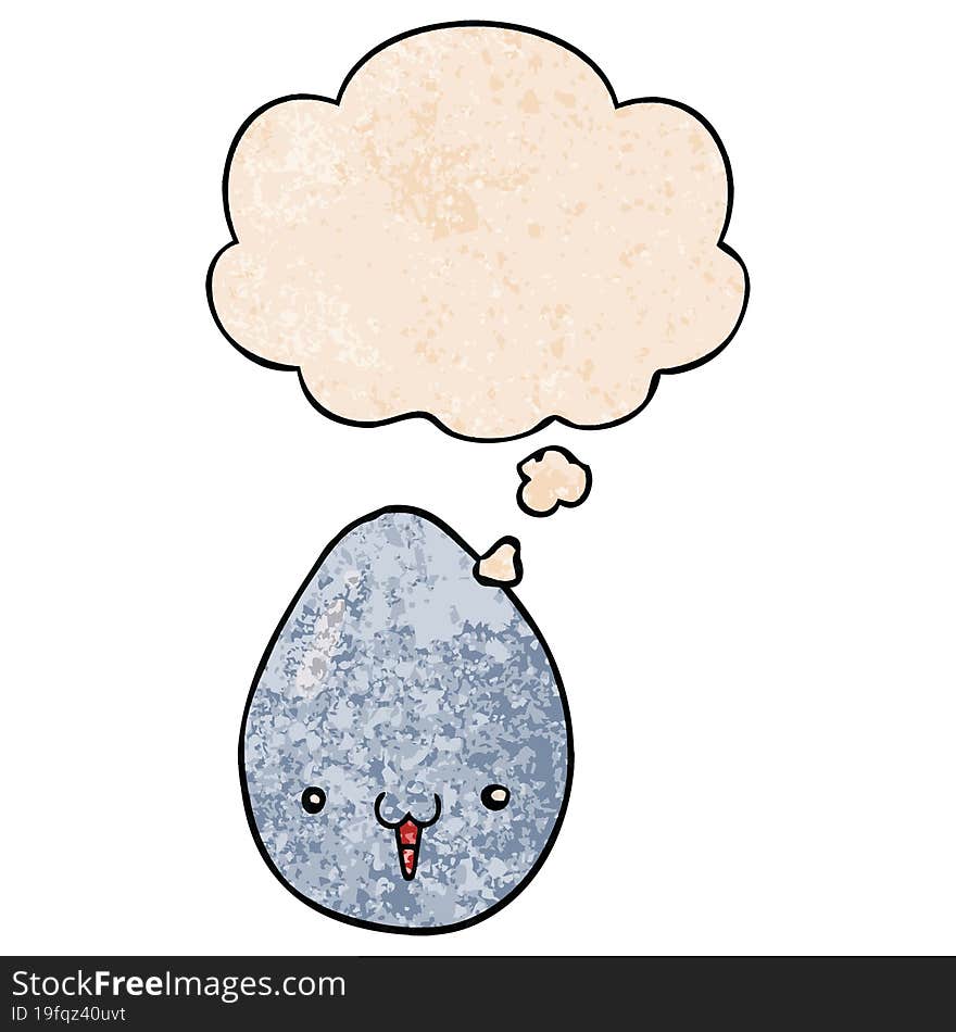 Cartoon Egg And Thought Bubble In Grunge Texture Pattern Style