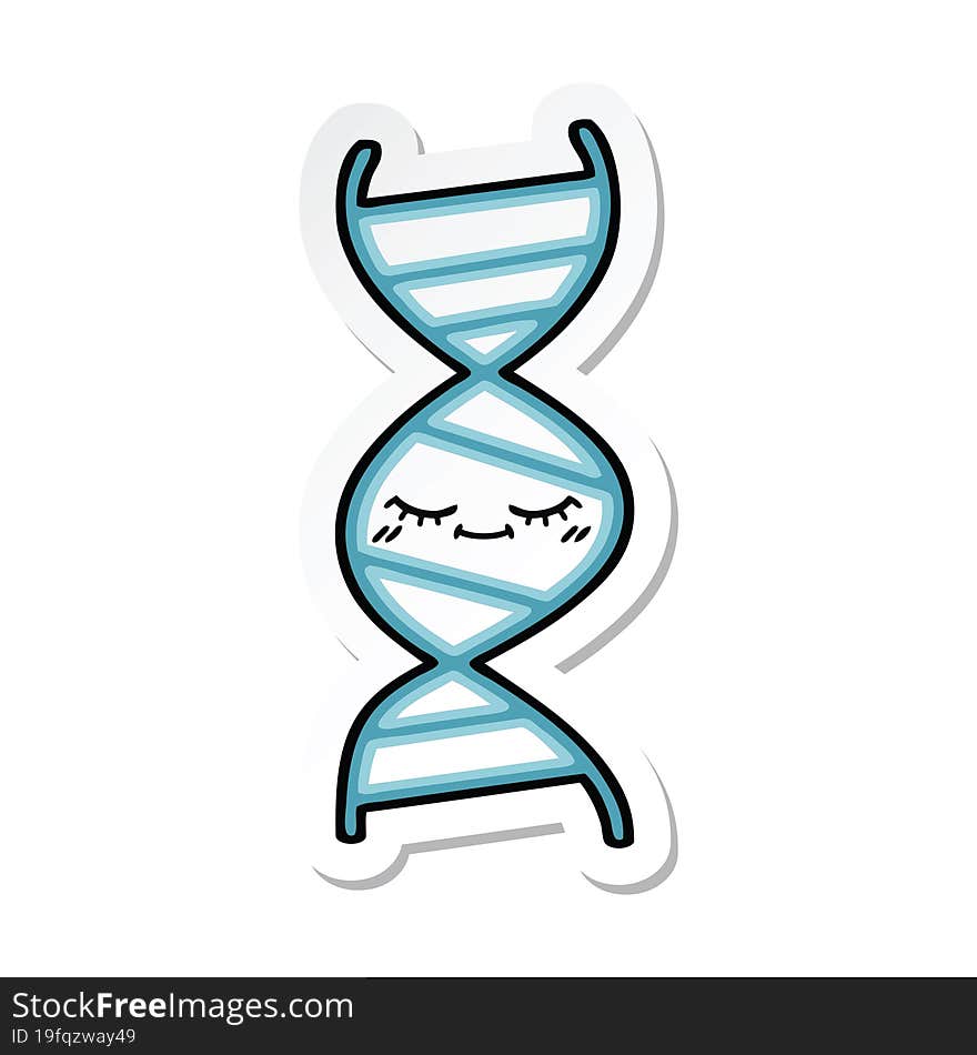 sticker of a cute cartoon DNA strand