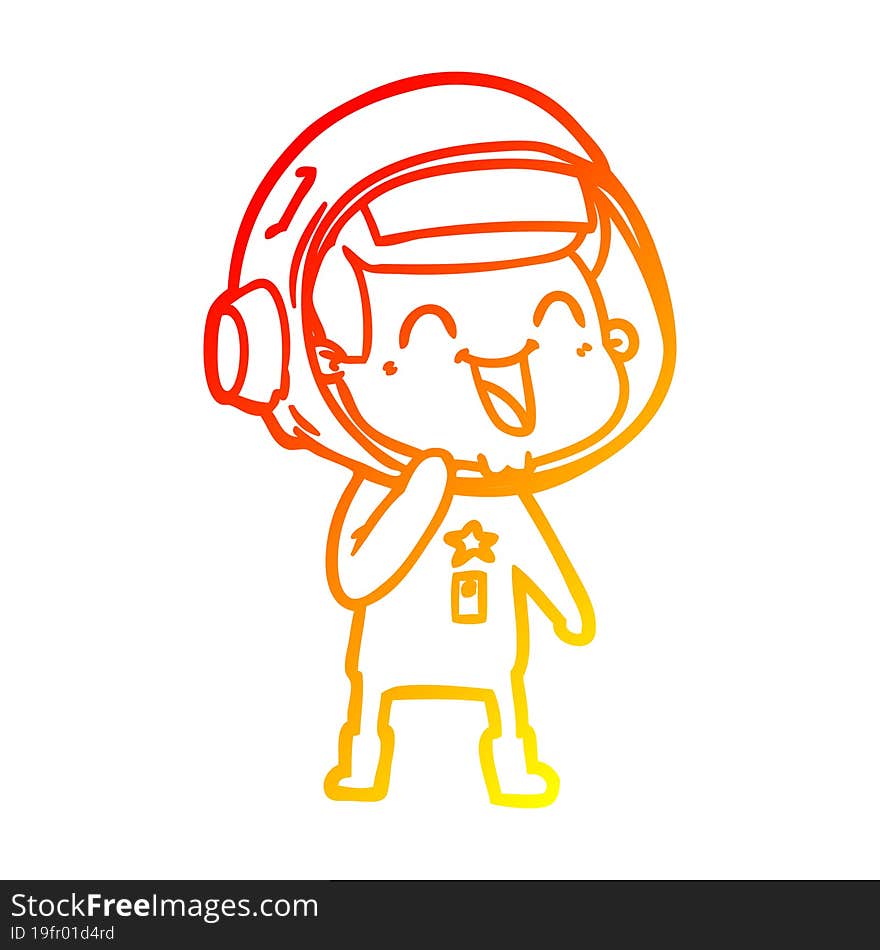 warm gradient line drawing of a happy cartoon astronaut