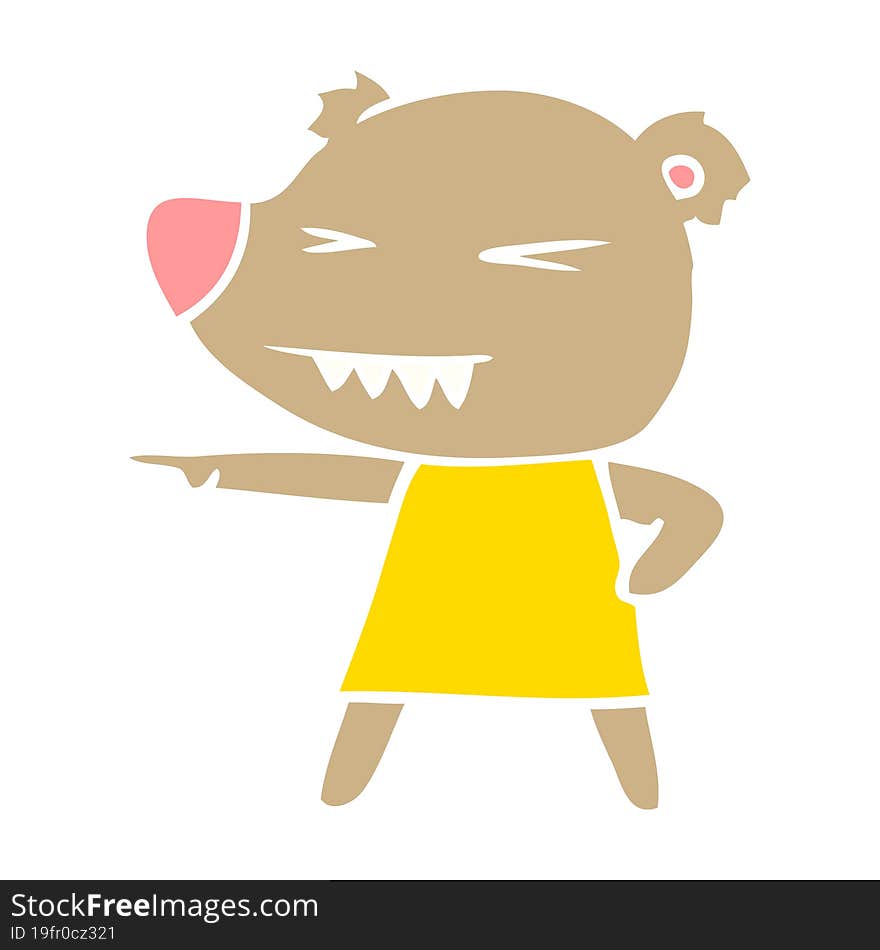 Pointing Bear Flat Color Style Cartoon