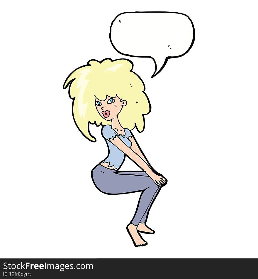 Cartoon Woman With Big Hair With Speech Bubble