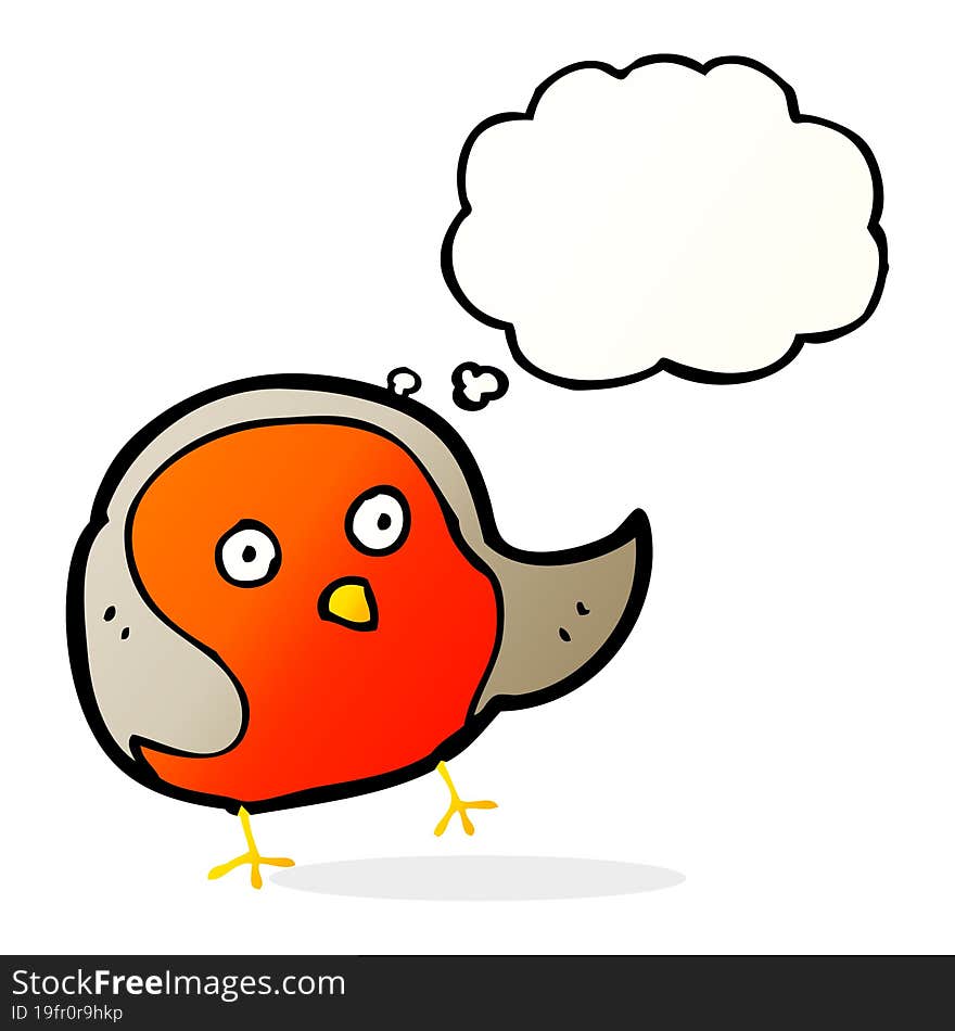 cartoon robin with thought bubble