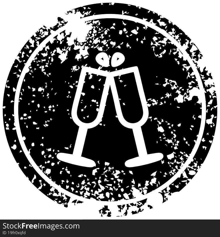 raised glasses distressed icon symbol