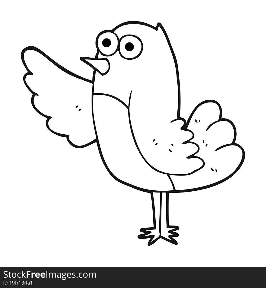 black and white cartoon bird