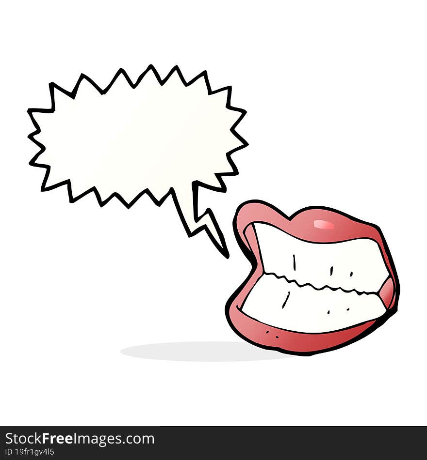 cartoon grinning mouth with speech bubble