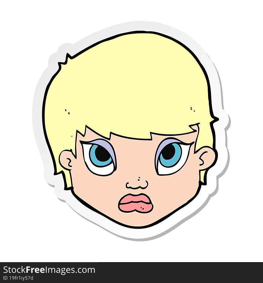 sticker of a cartoon sulking woman