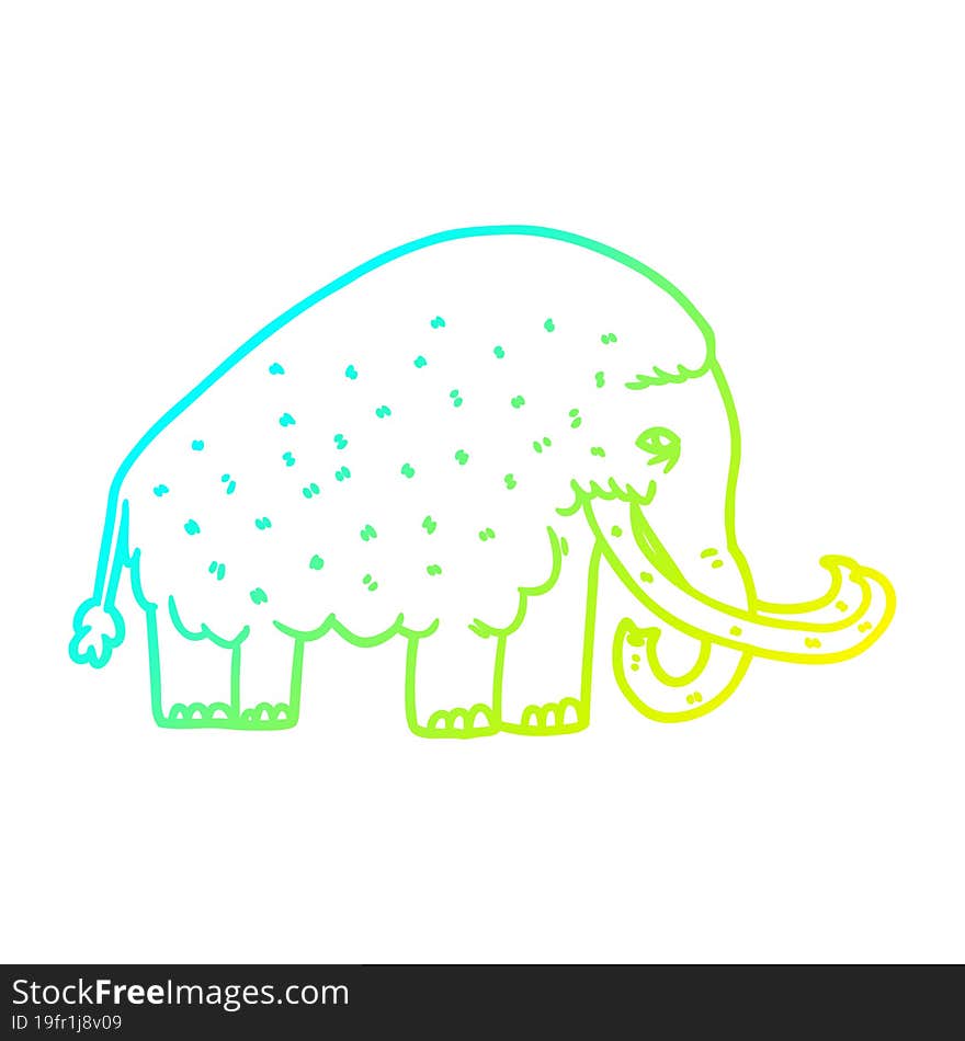 cold gradient line drawing cartoon mammoth