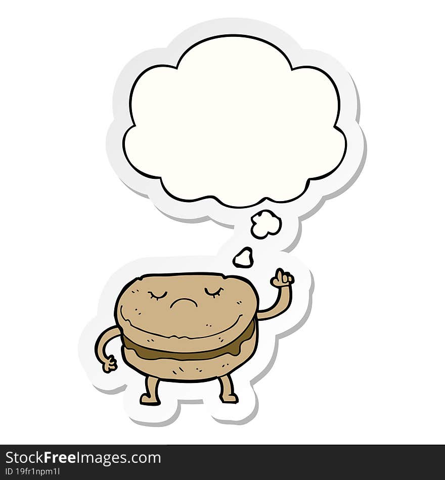 cartoon biscuit and thought bubble as a printed sticker