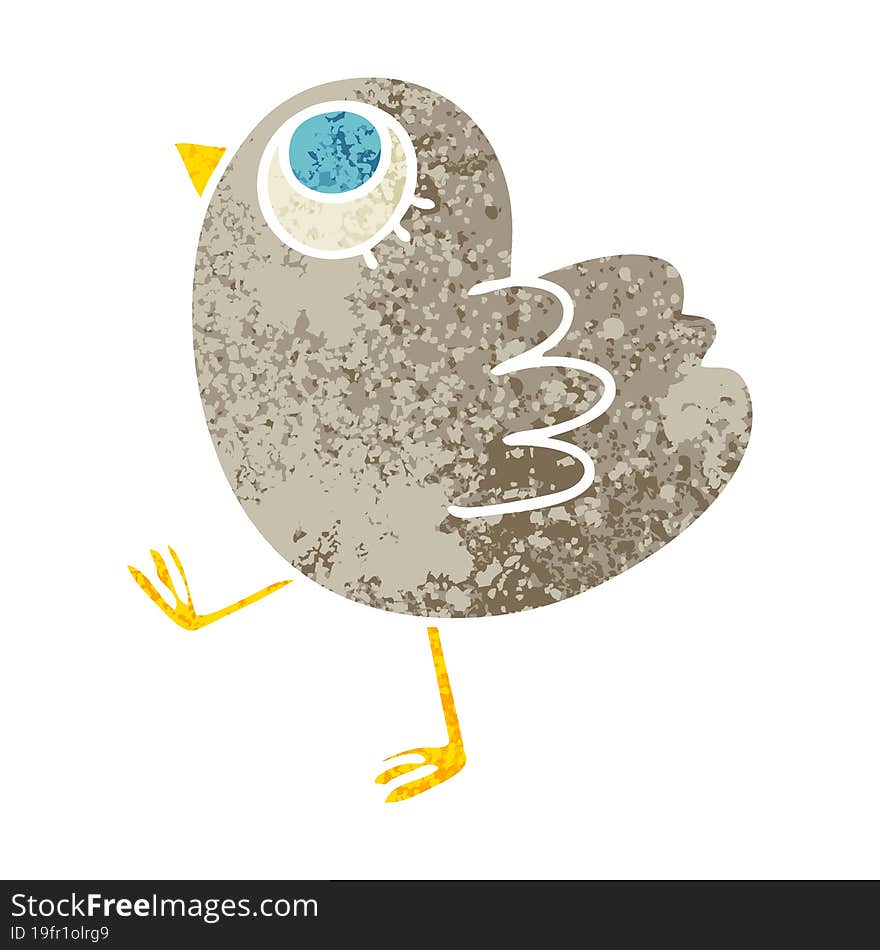 quirky retro illustration style cartoon yellow bird