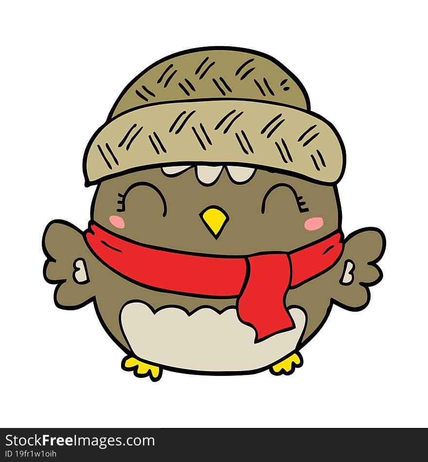 cute cartoon owl in hat