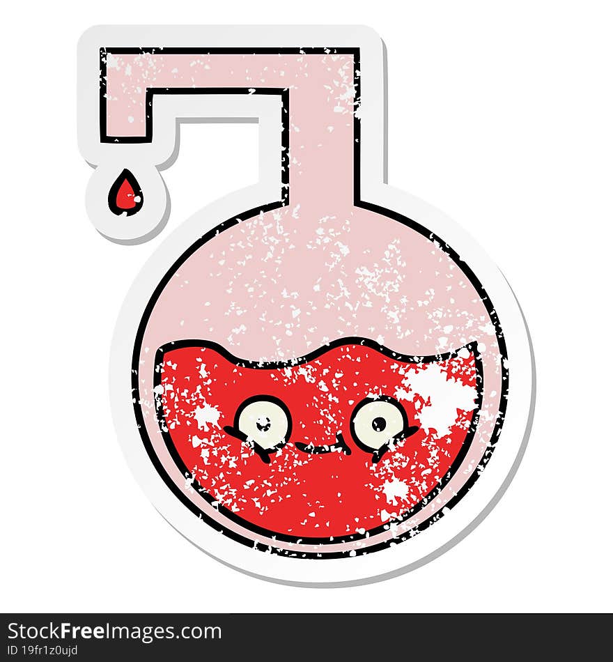 Distressed Sticker Of A Cute Cartoon Science Experiment