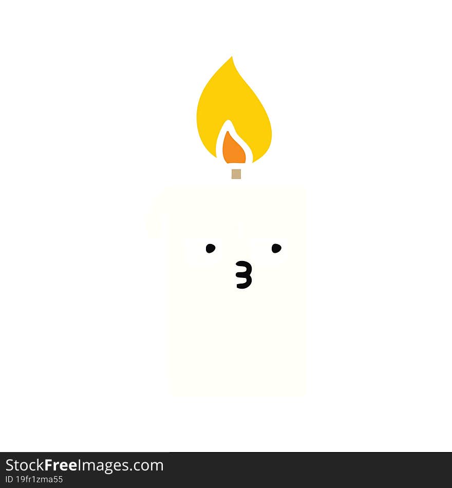 flat color retro cartoon of a lit candle