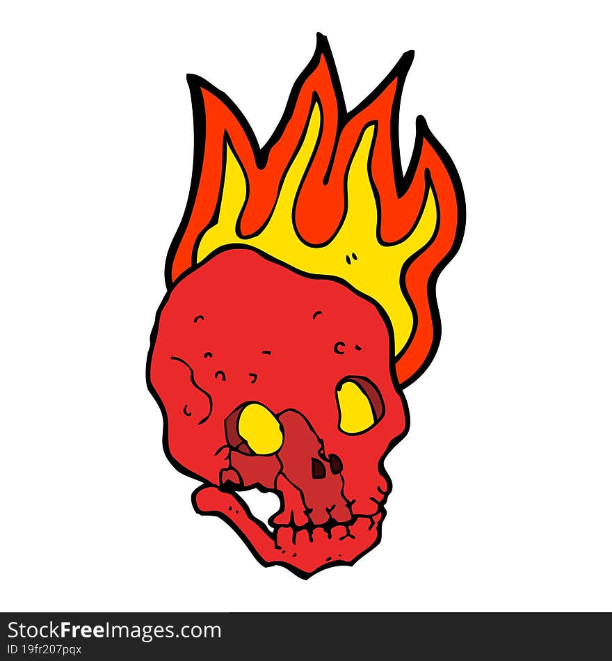 cartoon flaming skull