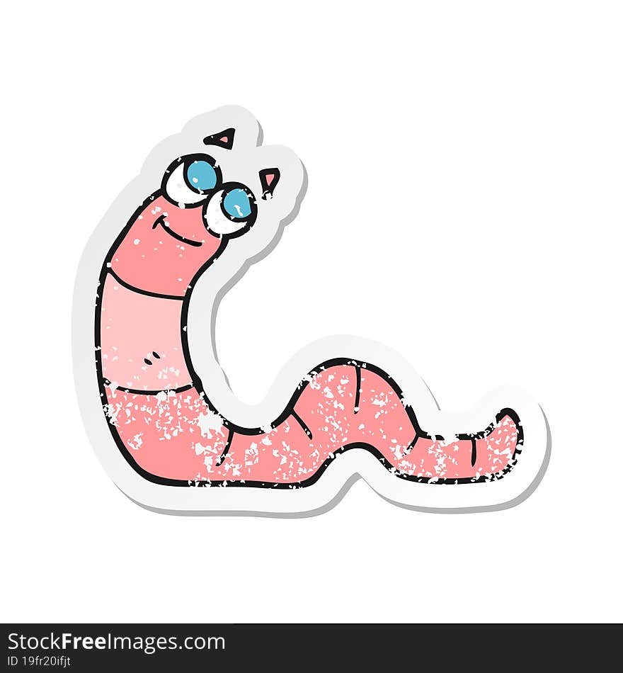 retro distressed sticker of a cartoon worm