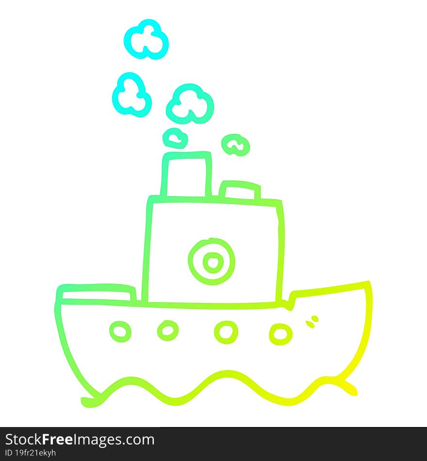 cold gradient line drawing cartoon ship